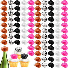 Jexine pink mini cowboy hats set for dolls and party decor