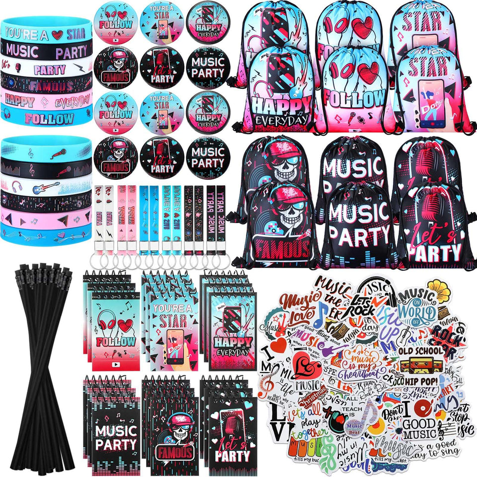 Jexine music bracelets on display for party favors and kids' wear
