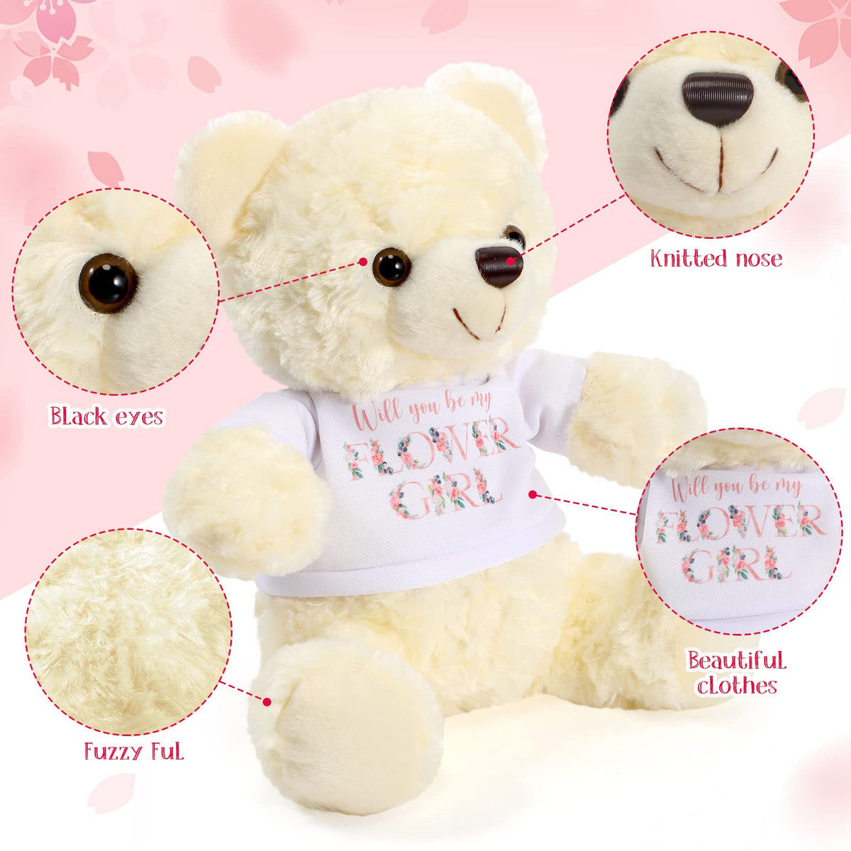 Jexine ring boy bear wearing coordinated clothes, ideal for ring bearer gifting and photos.