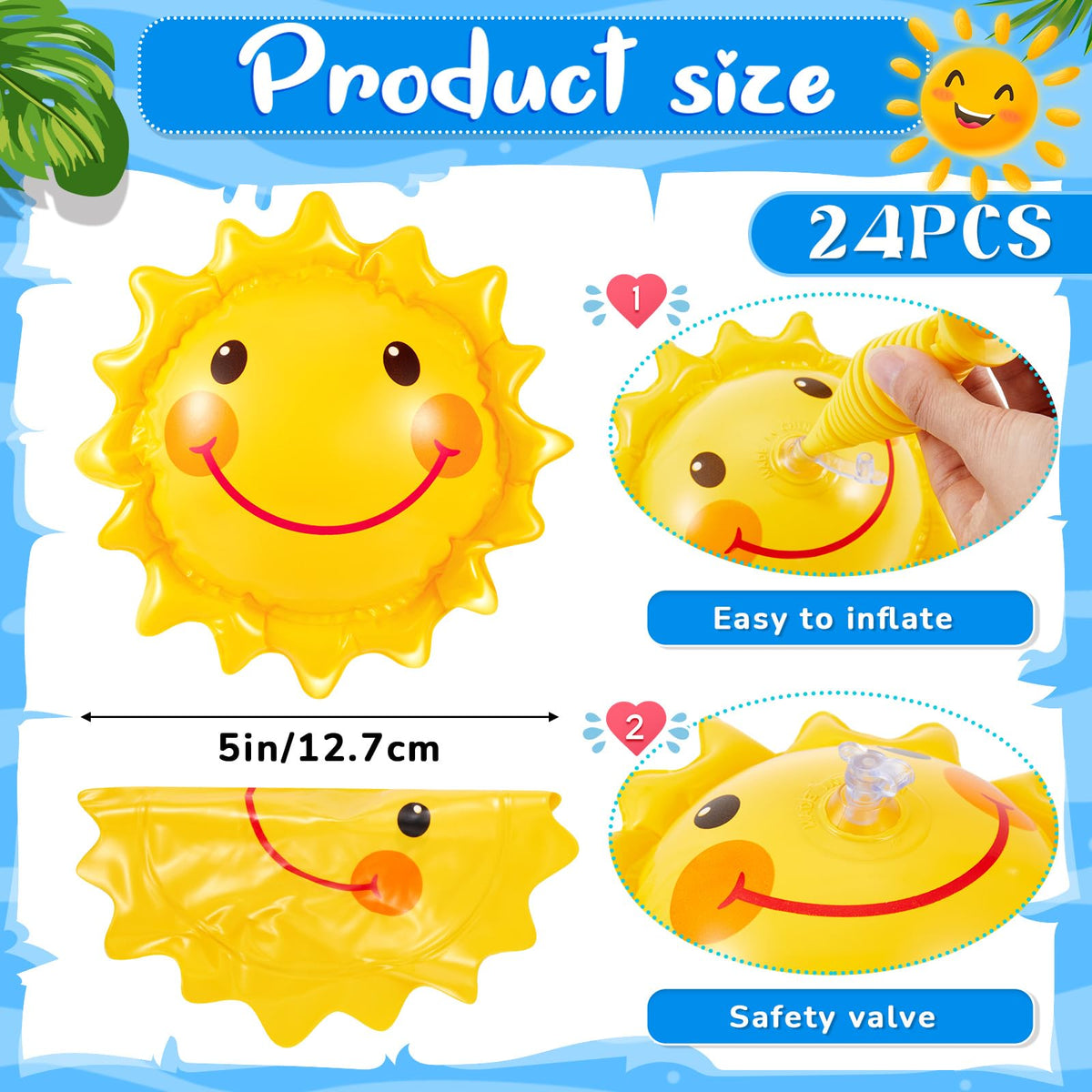 Jexine sun beach ball 5-inch size perfect for small hands and pool games.