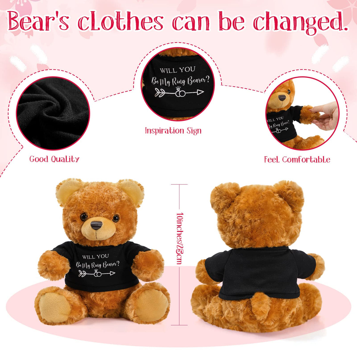 Jexine wedding plush bear with clothes adds playful decor for bridal showers and celebrations.