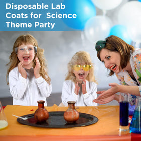 Jeyiour disposable lab coats, packaged for quick party kits.