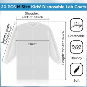 Jeyiour disposable kids lab coat, side view, easy to wear during science activities.
