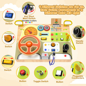 JGOBUB wooden steering wheel helps develop fine motor skills during play