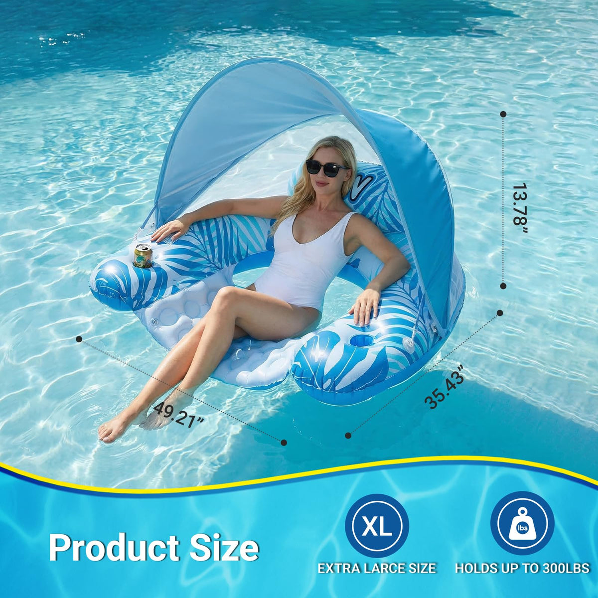 JGV inflatable chair lounge shows a padded headrest for maximum comfort.