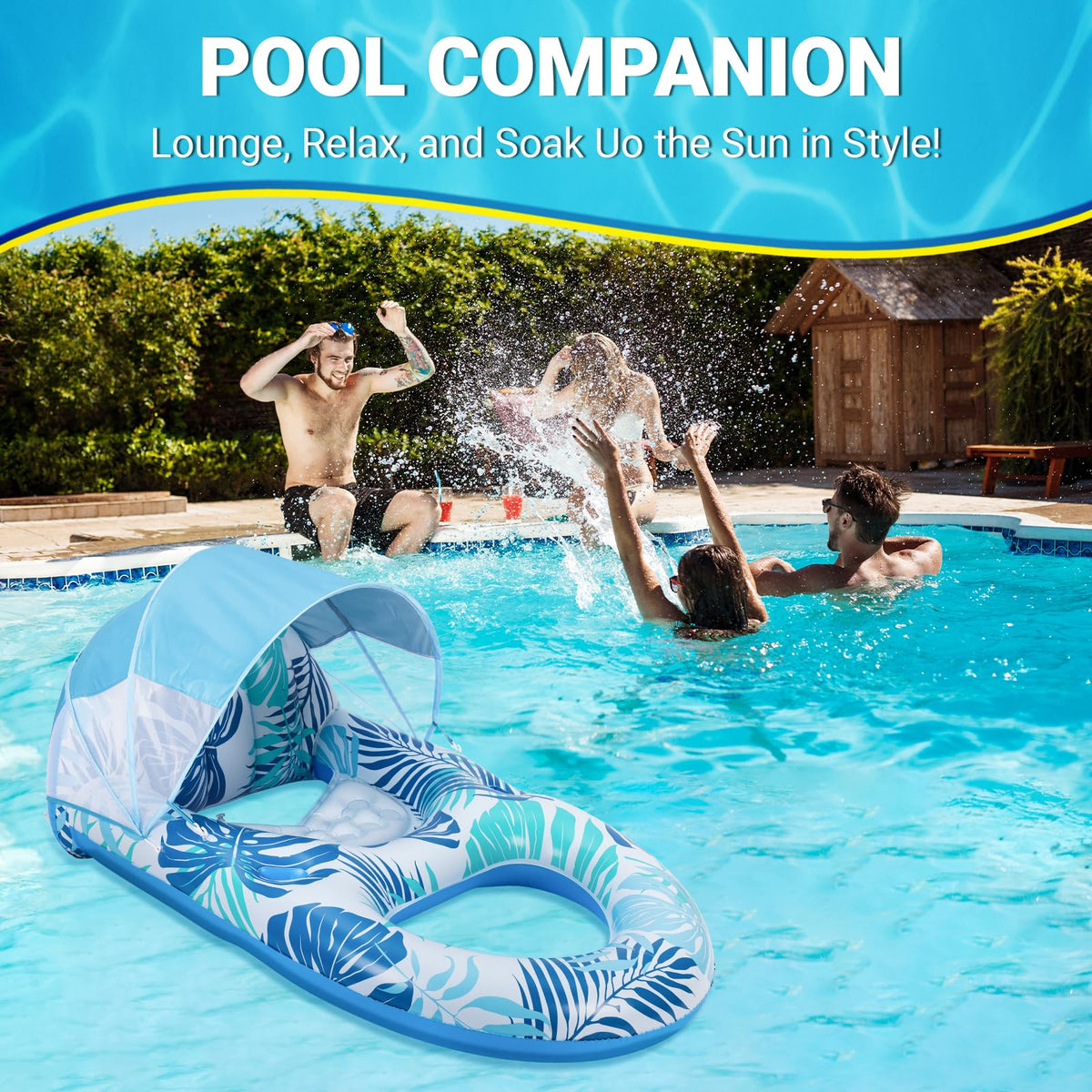 JGV pool float compact storage strap aids easy transport and roll-up storage.