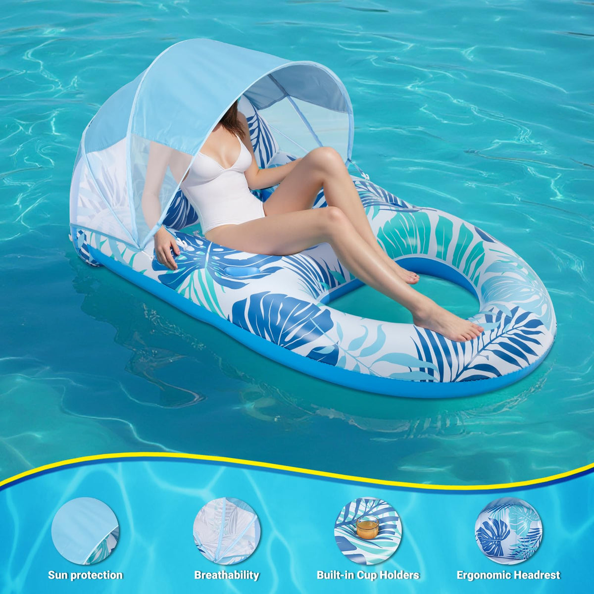 JGV pool float with drink holders keeps beverages close during leisure.
