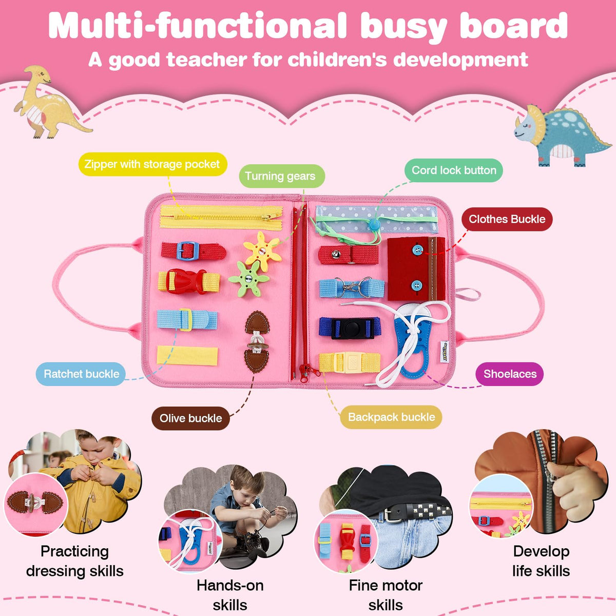 JHkim Busy Board buttons foster finger dexterity for travel learning