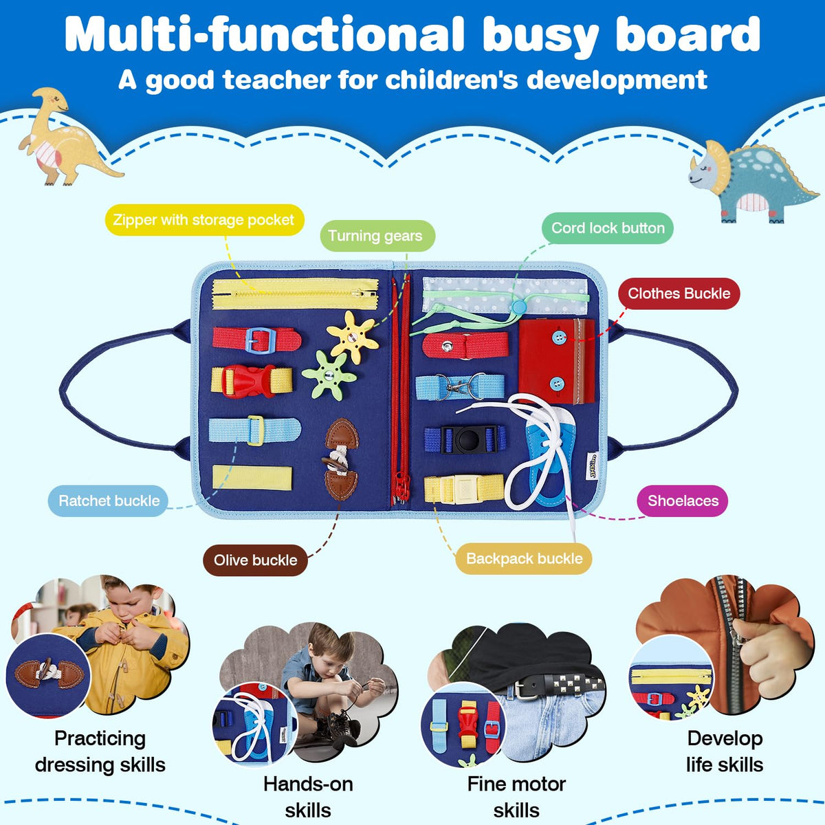 JHkim Busy Board clock activity encourages time-related cognitive skills