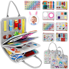 JHkim Busy Board front view offers engaging travel entertainment for toddlers.