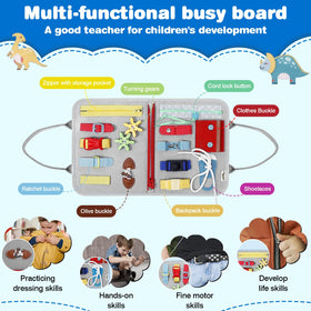 JHkim Busy Board open pages reveal sensory exploration during car rides.