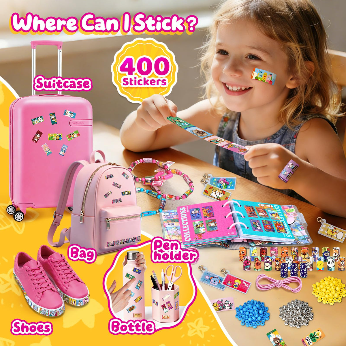 jhtigre Sticker Bracelet Kit bracelet assembly demonstrates simple, mess-free crafting.