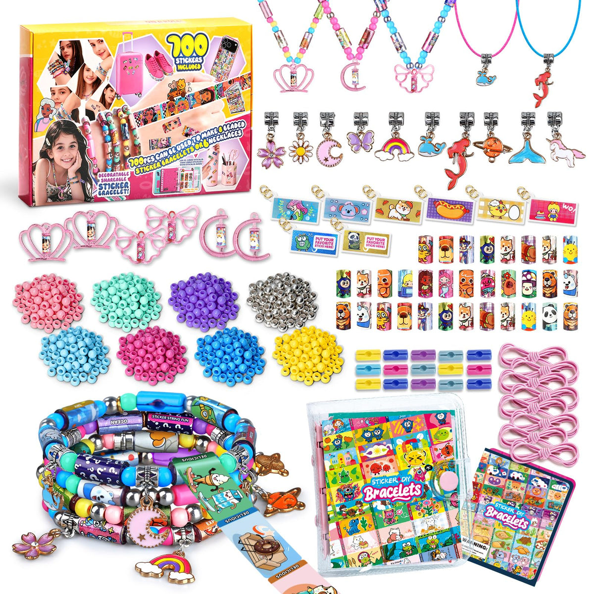 Jhtigre sticker rolls 64-pack for colorful bracelets and easy customization.