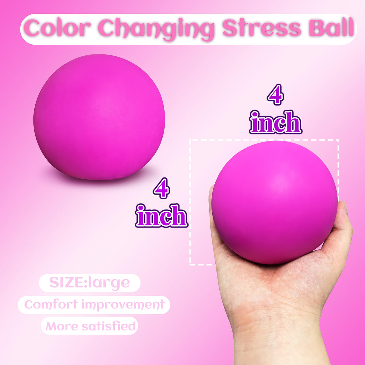 JIAHO purple color-changing stress ball in hand showing color shift during squeeze