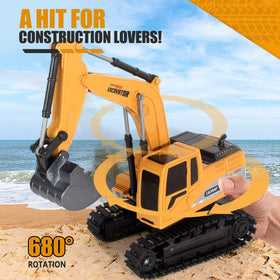 Jiakora RC with 680-degree cab rotation enables versatile digging and dumping actions.