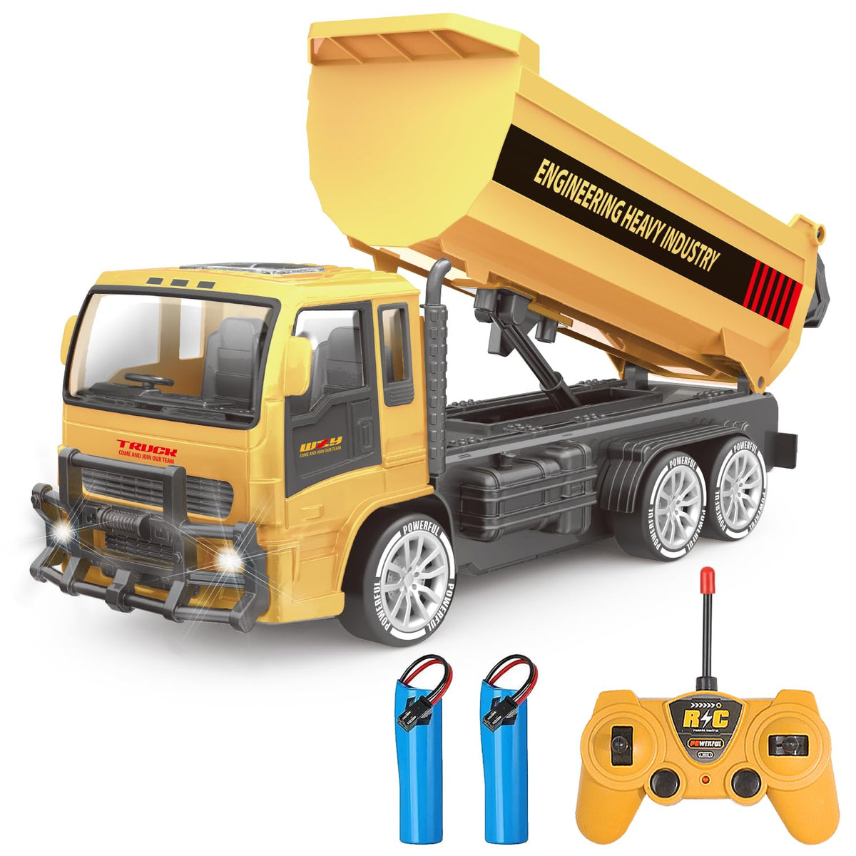 Jiakora RC dump truck with LED lights for immersive indoor and outdoor play