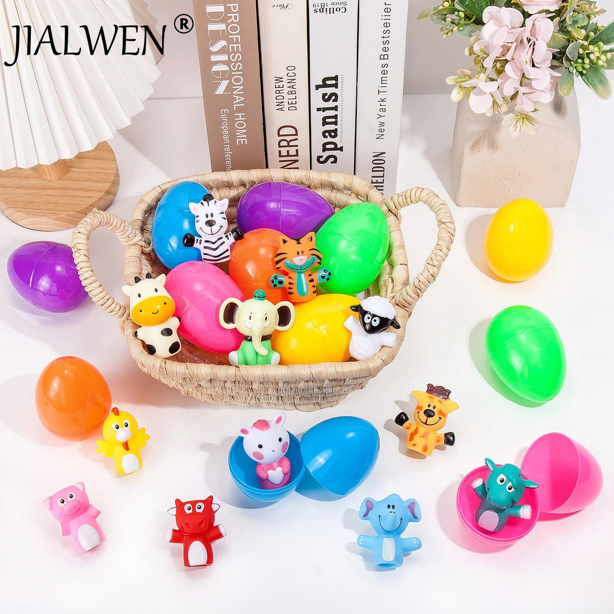 JIALWEN animal finger puppets variety in bright colors.