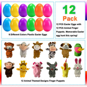 JIALWEN 12-animal set in bright eggs promotes social play and discovery.