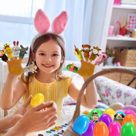 JIALWEN durable plastic eggs paired with plush puppets for long-lasting play.