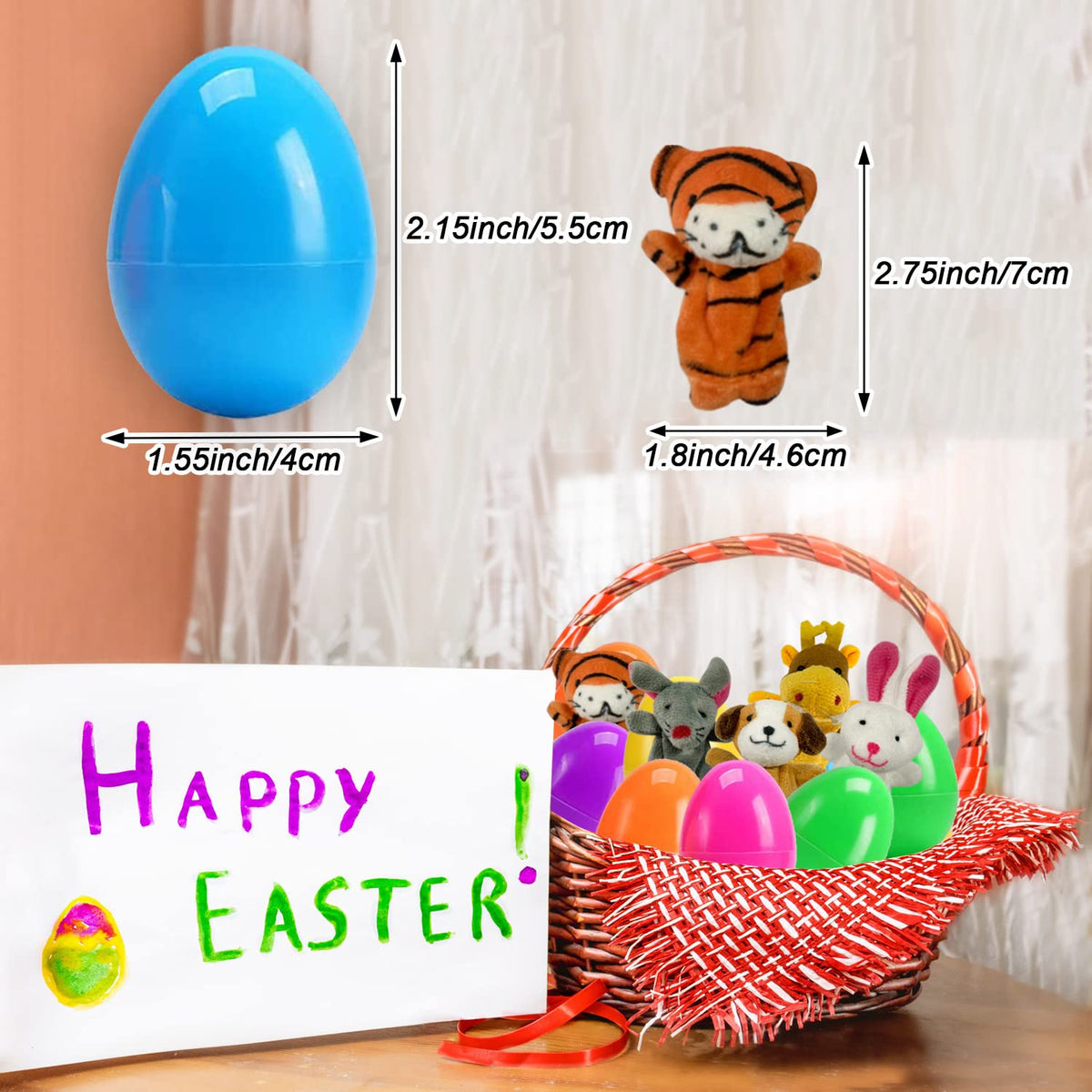 JIALWEN Easter eggs open easily, revealing plush puppets for creative activities.