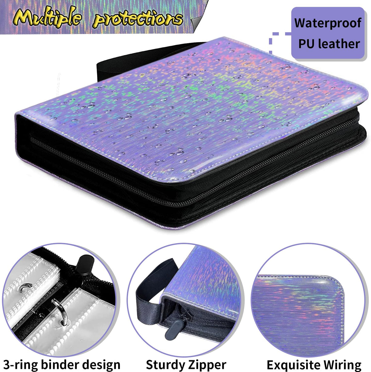 Jiameixing sparkly four-pocket sleeves provide secure storage for up to 400 cards.