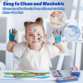 JIANERSHE washable watercolor set emphasizing easy cleanup after art.