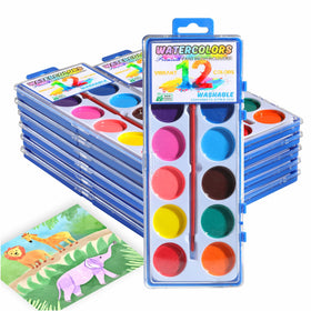 JIANERSHE watercolor set 12-pack boxes for classroom art projects with vibrant paints.