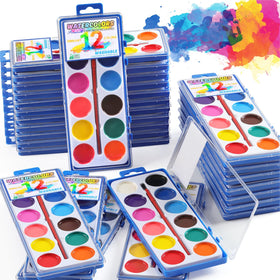 JIANERSHE 24-pack watercolor set with brushes for classroom use.