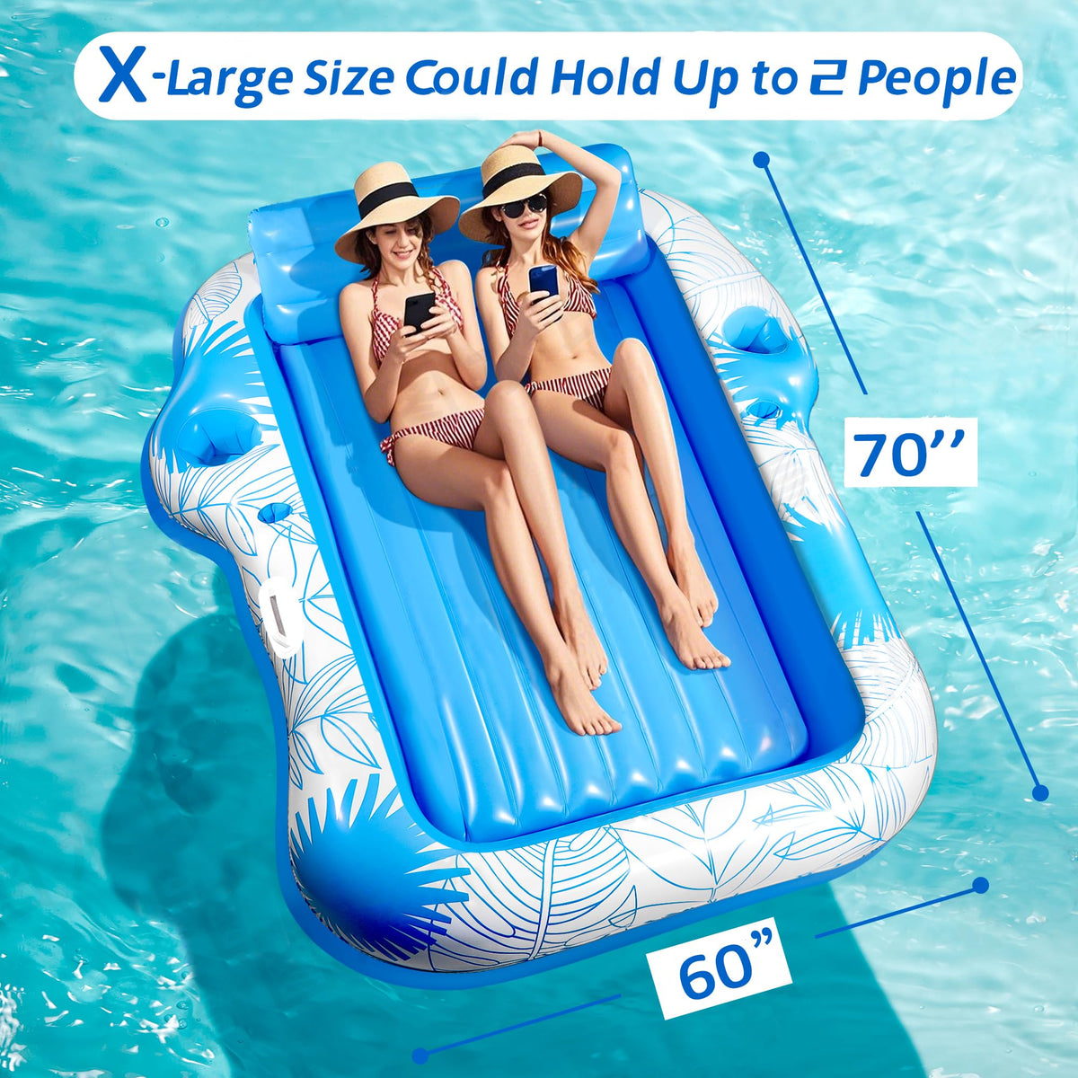 Detachable contoured pillow provides extra support on the JIANYHW pool bed.