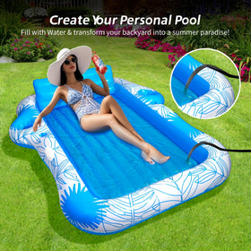 Two snack and drink trays keep refreshments handy during sunbathing.