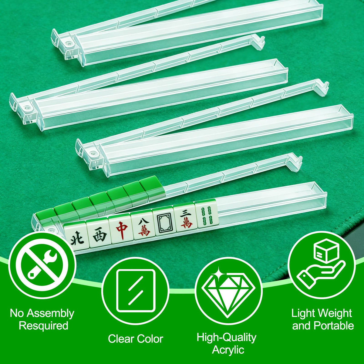 Jibrelxion clear acrylic racks are ideal for portable mahjong game nights.