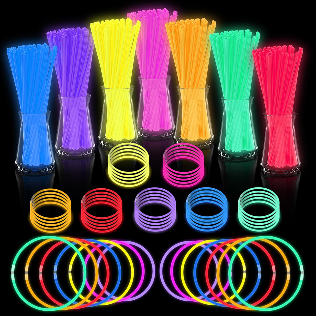JICUICUI glow sticks 500-pack glowing neon colors for parties.