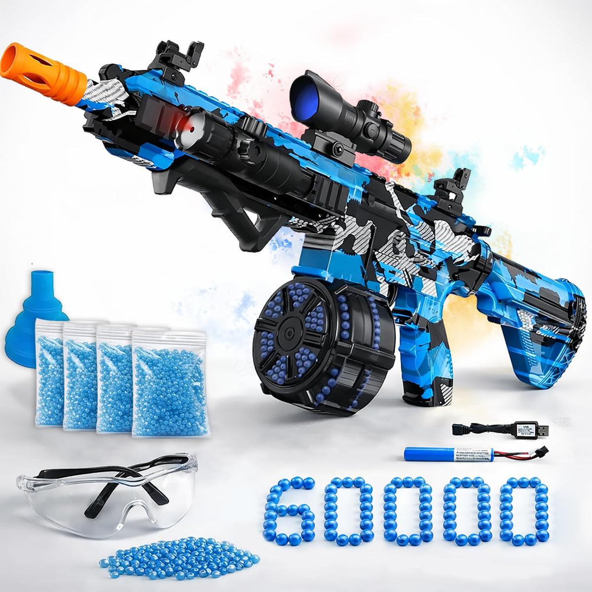 JIFTOK electric gel ball blaster in blue and black for fast outdoor battles