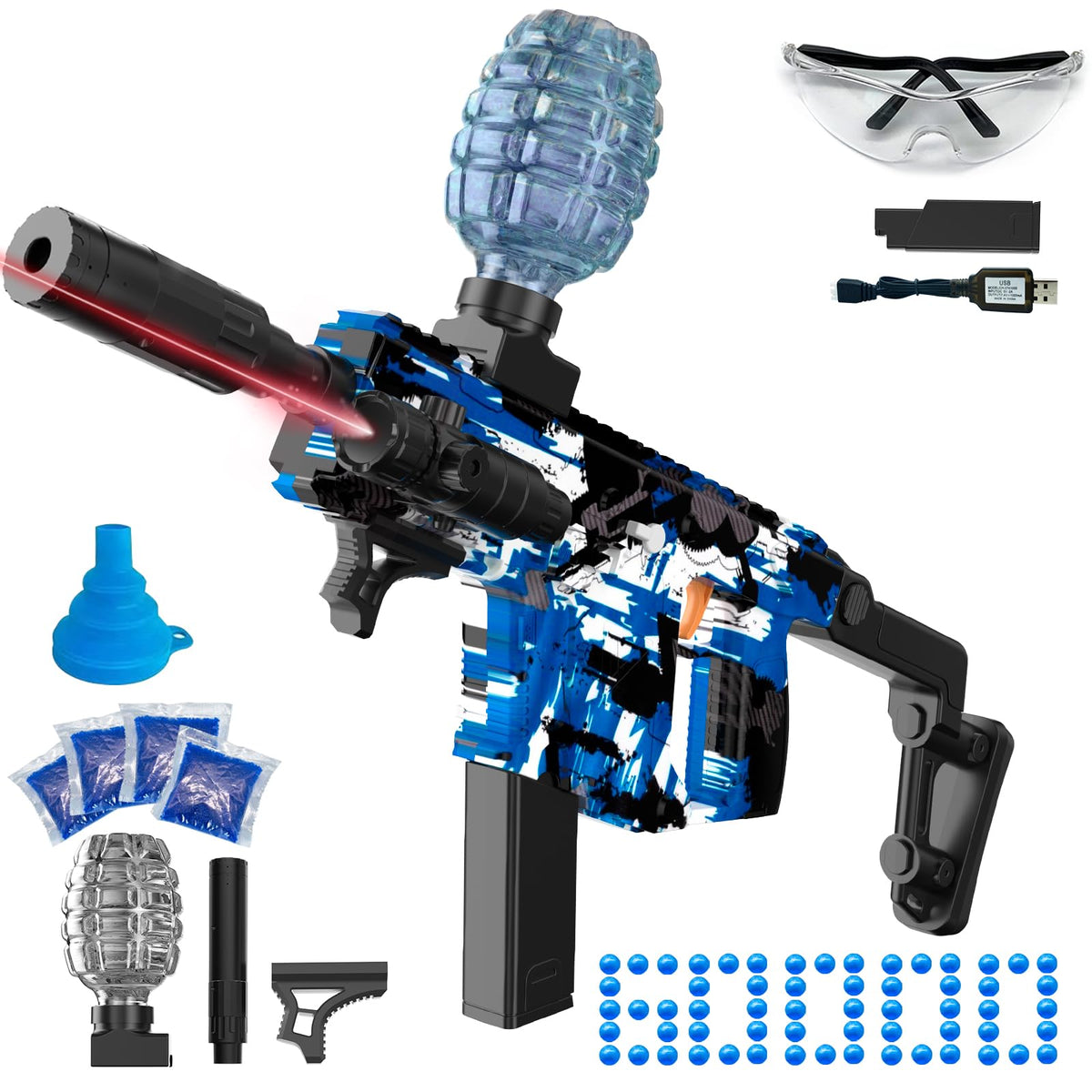 JIFTOK electric gel ball blaster with blue exterior for fast outdoor battles.