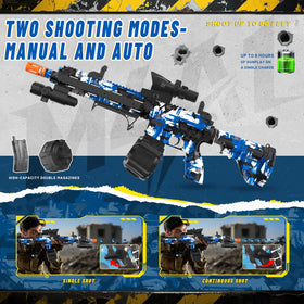 JIFTOK gel blaster range reaches 80 to 100 feet for distance shots.