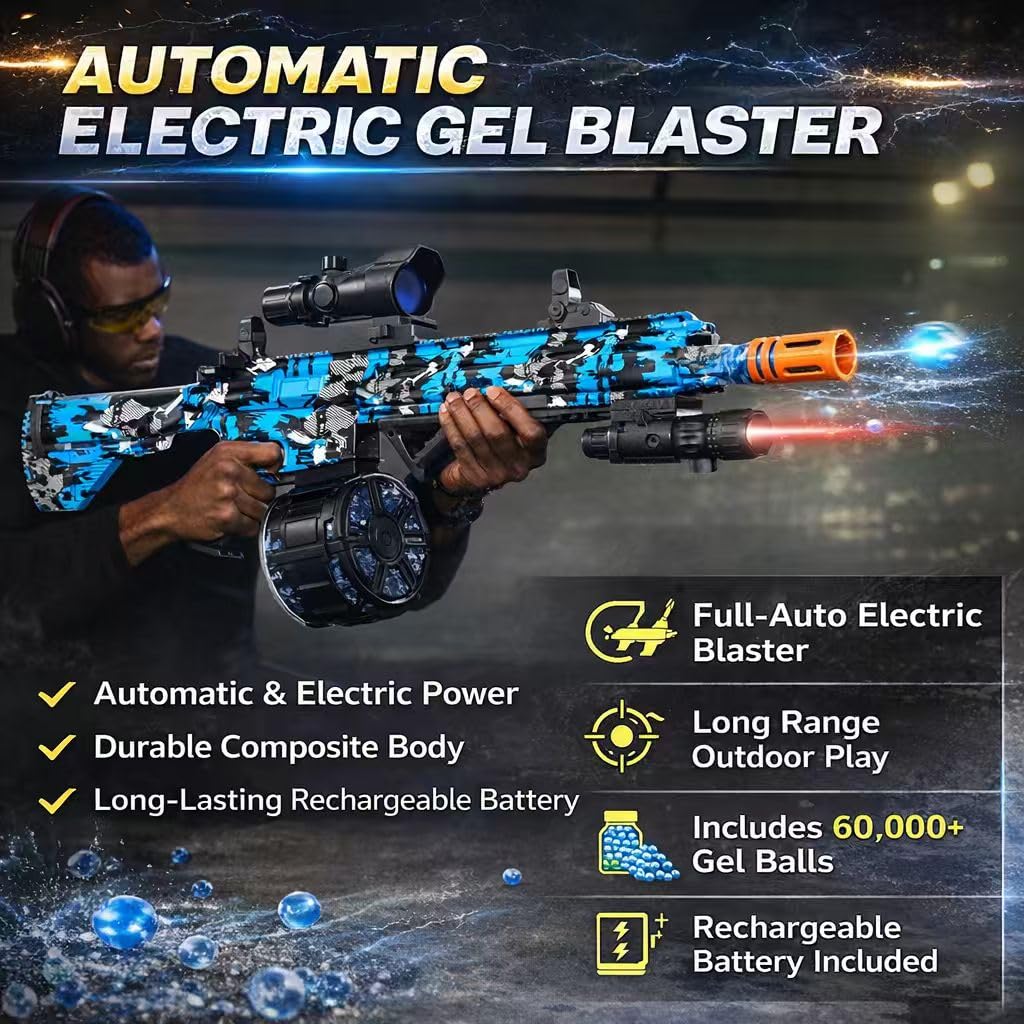 Rechargeable 7.4V battery powers long gel-ball battles