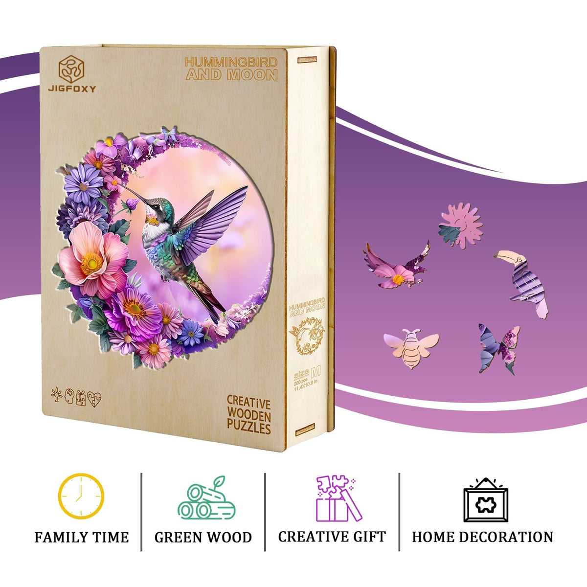 Jigfoxy UV-printed colors puzzle provides vibrant visuals on a smooth wooden surface.