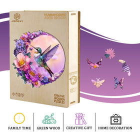 Jigfoxy UV-printed colors puzzle provides vibrant visuals on a smooth wooden surface.