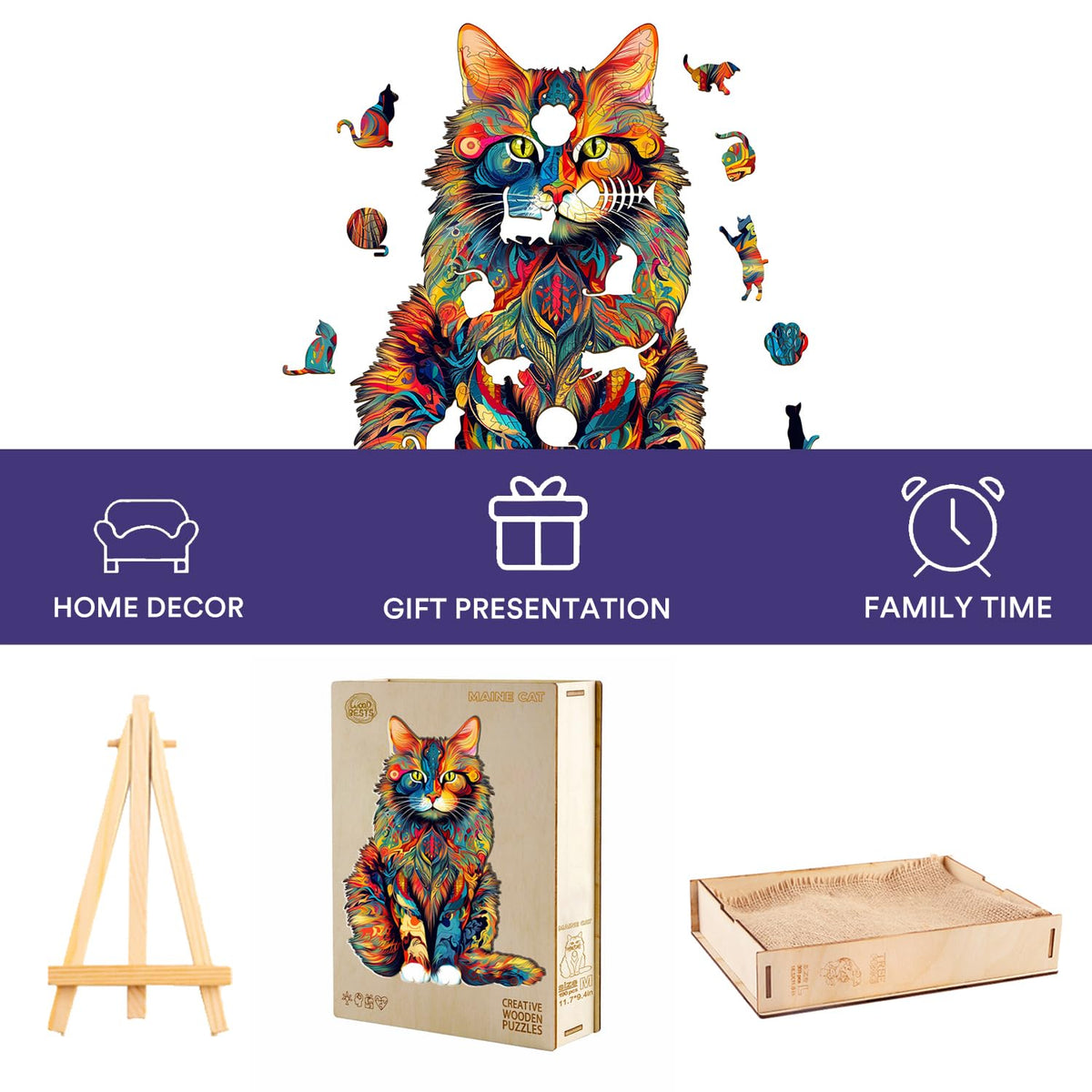 Jigfoxy wooden puzzle gift-ready packaging, perfect for holidays and gifting.