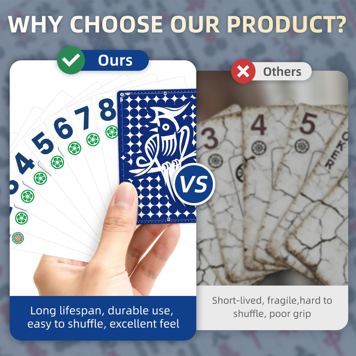 JIHUIJOY Mahjong cards easy to handle with smooth texture
