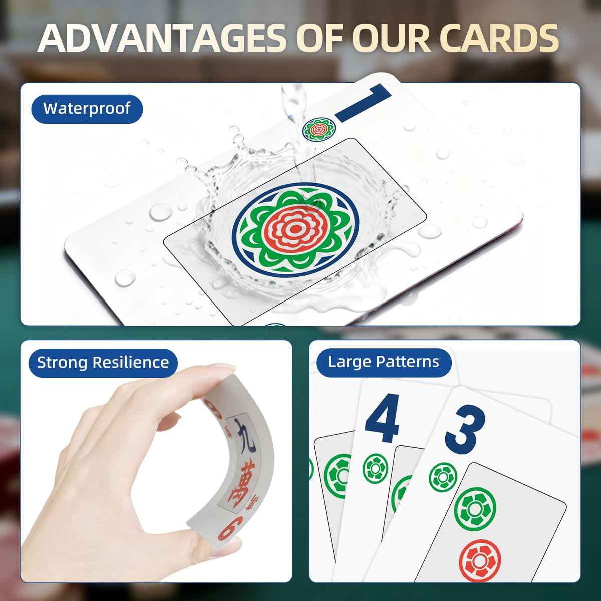 JIHUIJOY Mahjong cards with large font improve readability for all ages