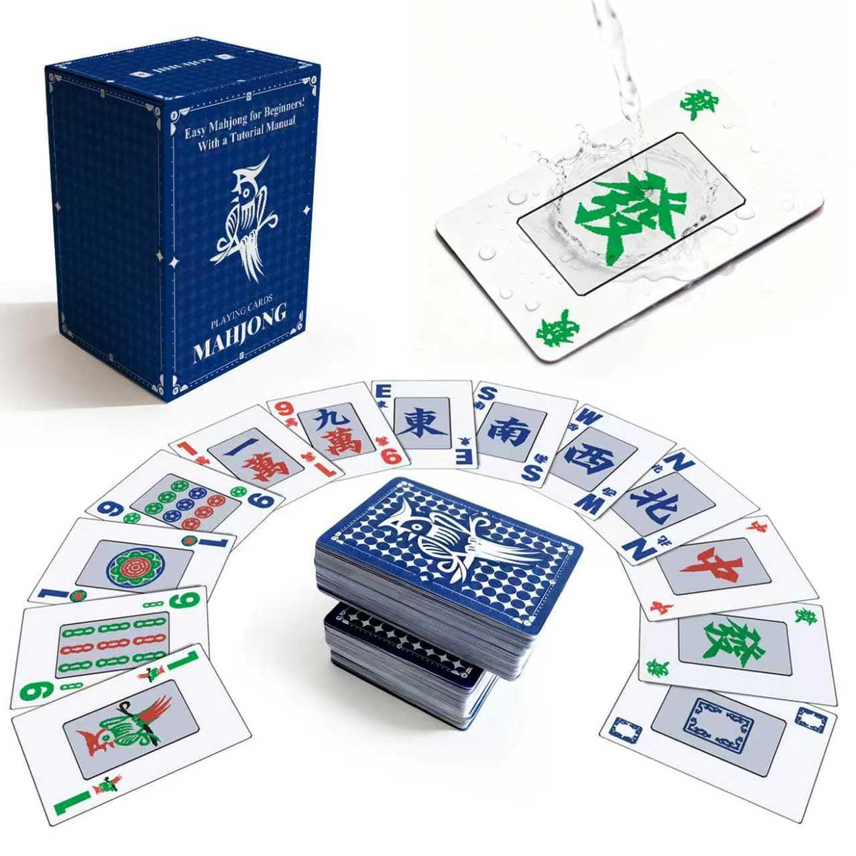 JIHUIJOY Mahjong cards waterproof and non-slip for reliable play anywhere