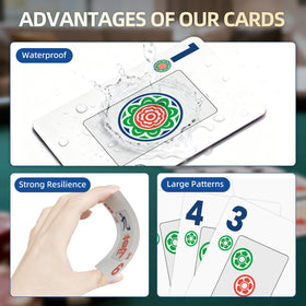 JIHUIJOY Mahjong cards with large font shown for easy reading during family games.