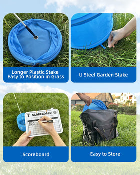JIIFO foldable holes create quick, reusable backyard golf layouts.