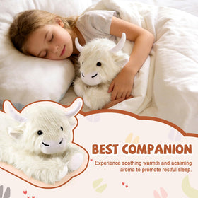 JILPAK Highland Cow Plush cuddly pose ideal for resting.