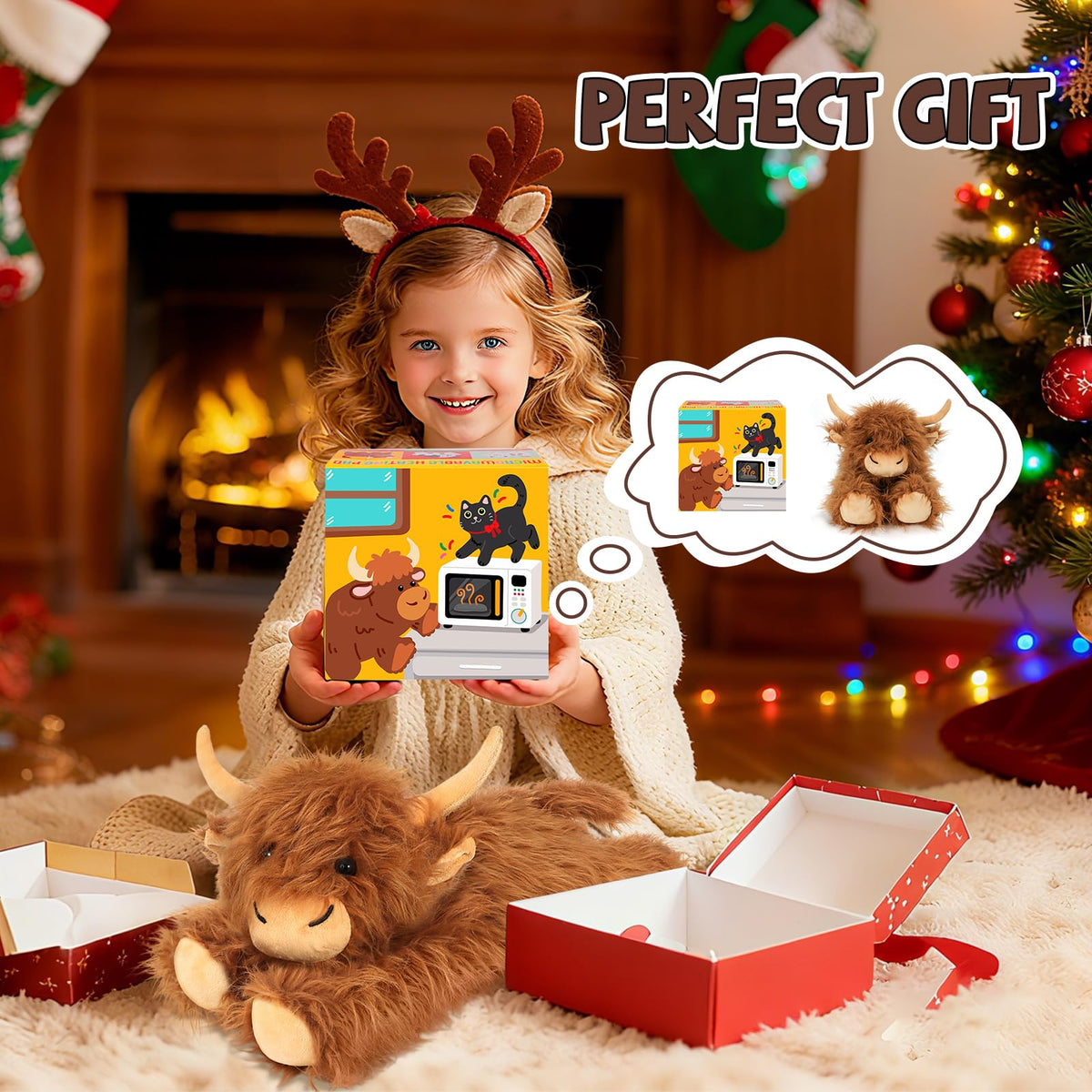 JILPAK Highland Cow cuddly lying pose enhances cozy routines.