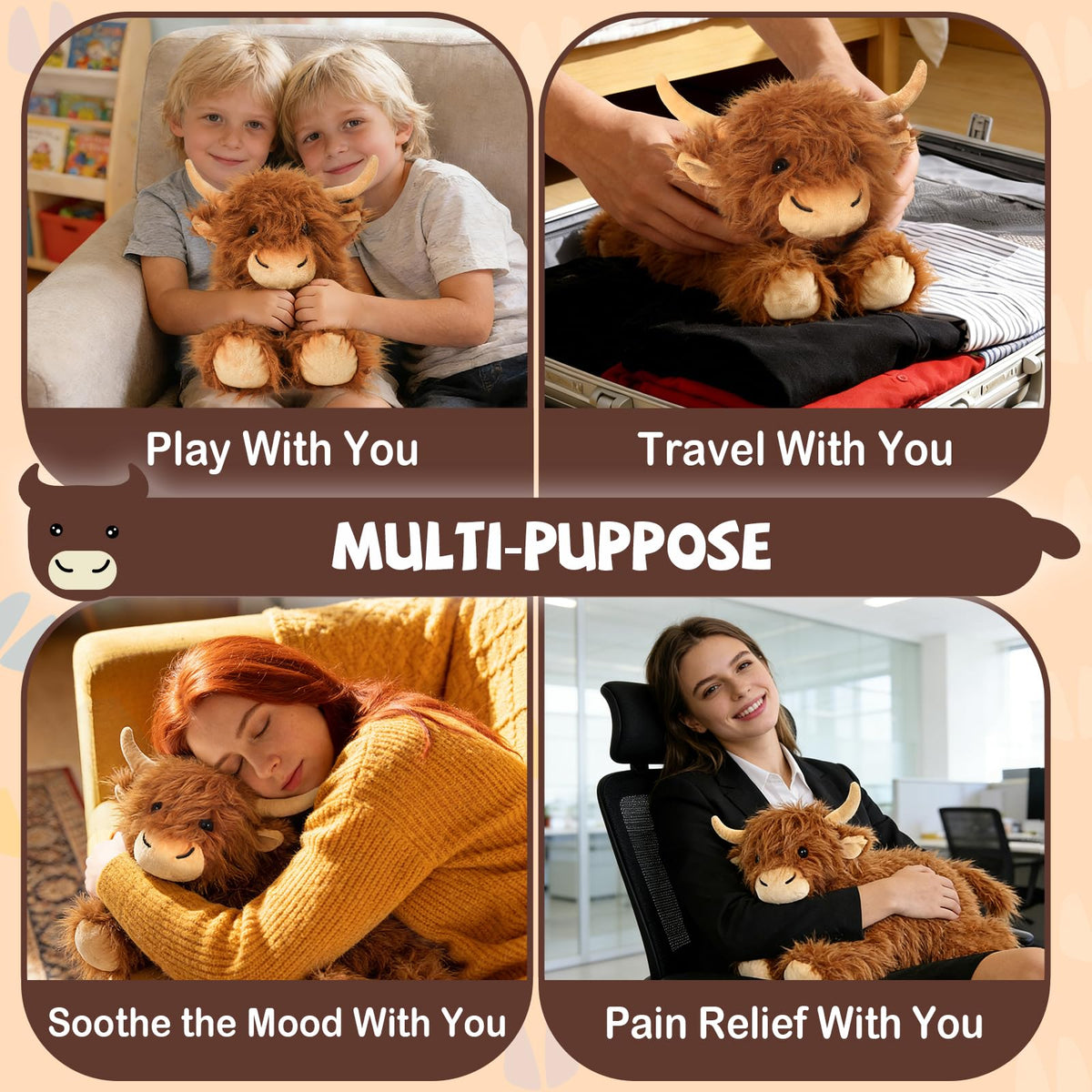JILPAK Highland Cow gift-ready plush for cow lovers.
