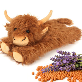 JILPAK Highland Cow plush heat-ready for cozy warmth and comfort.