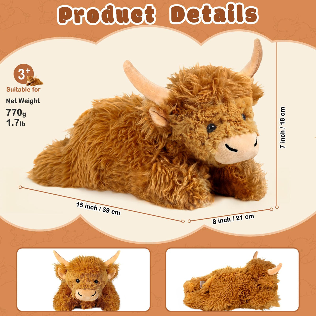 Lavender-scented heating pad in JILPAK Highland cow plush for relaxation