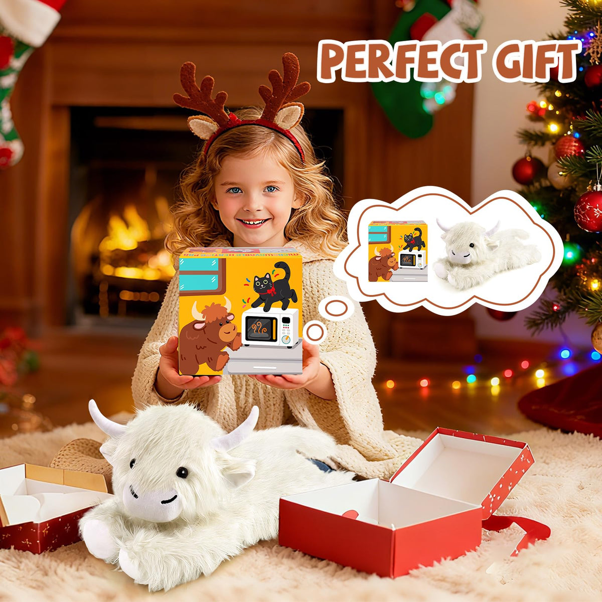 JILPAK Highland Cow Plush relaxing scene promotes calm moments.
